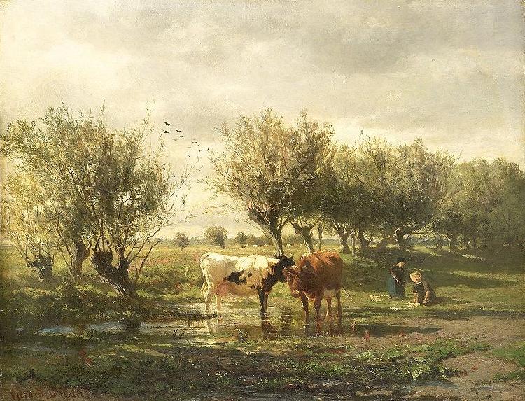 Gerard Bilders Cows at a pond Sweden oil painting art